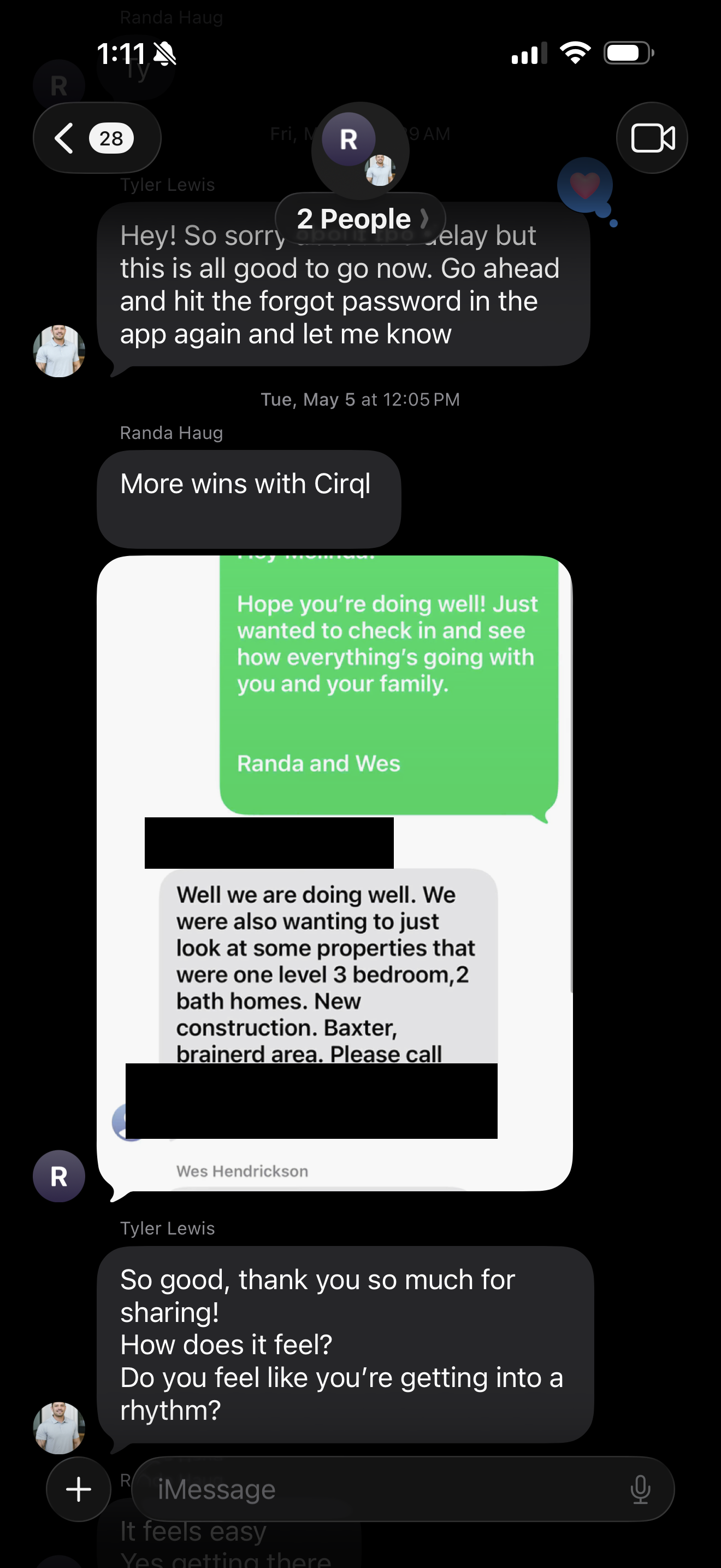 Cirql check-in message turning into a buyer request